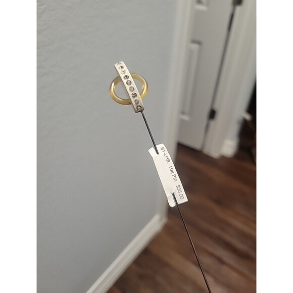 Vintage Celluloid Stick/Hat Pin-Art Deco Style-Clear Rhinestones Atlas Shrugged - Picture 9 of 10